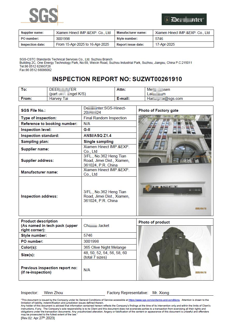 SGS Final Inspection